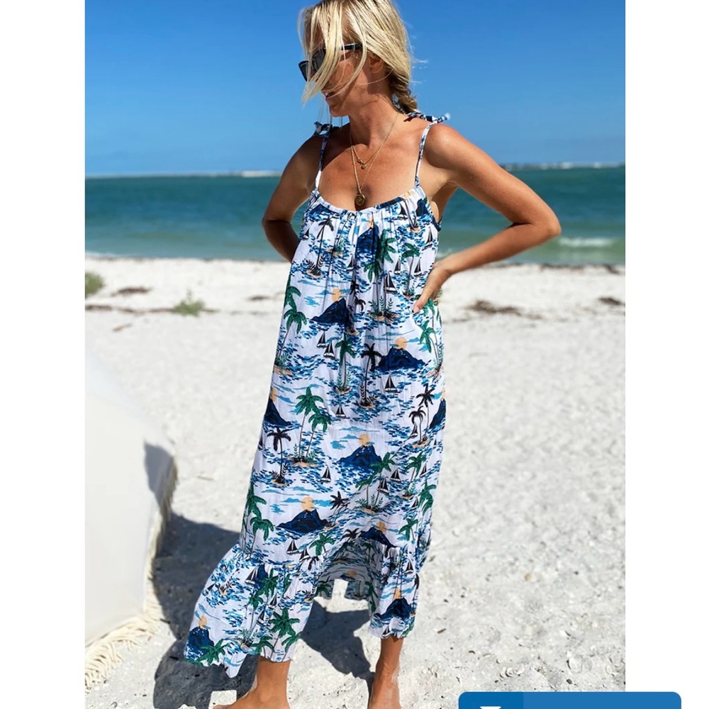Emerson Fry Blue and Green Maxi Dress